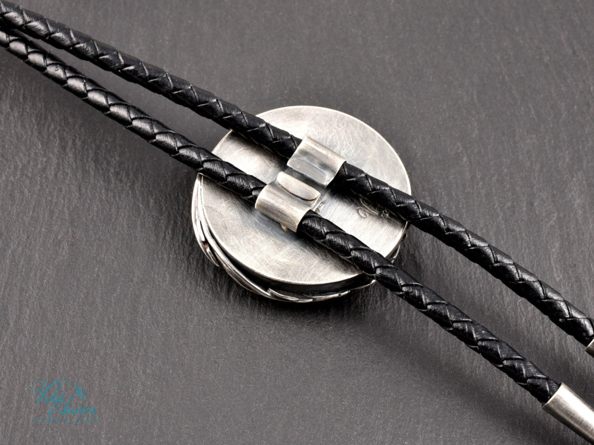 Silver eagle cloisonne enamel bolo tie