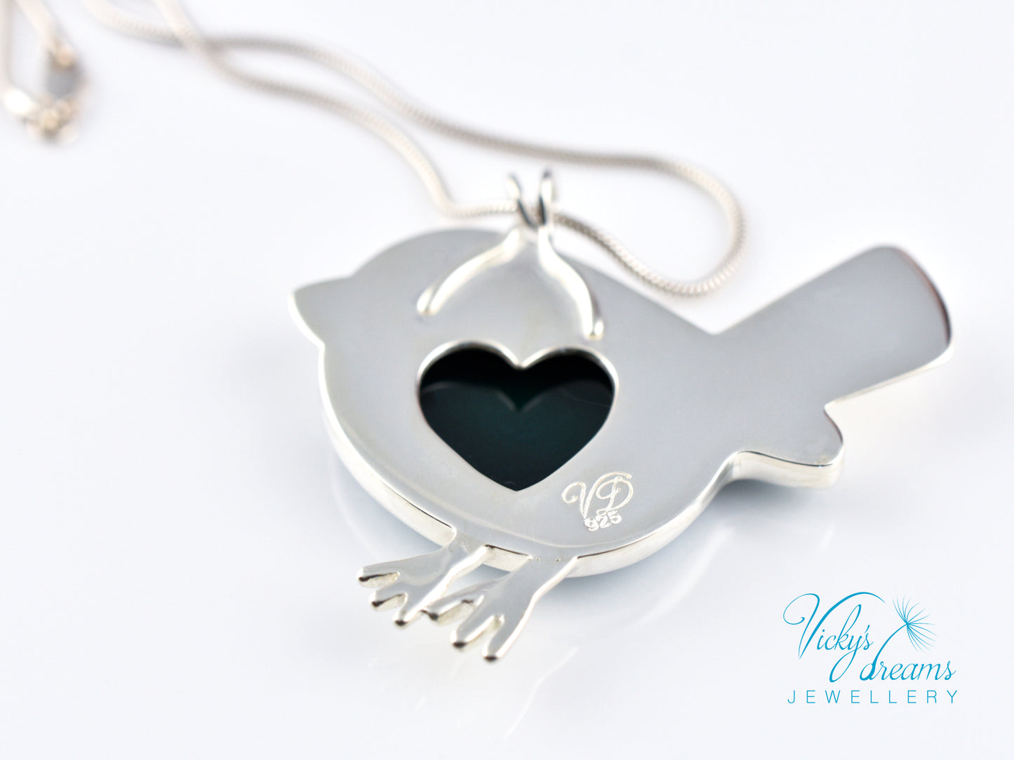 Vibrant blue birdie Cloisonné enamel pendant