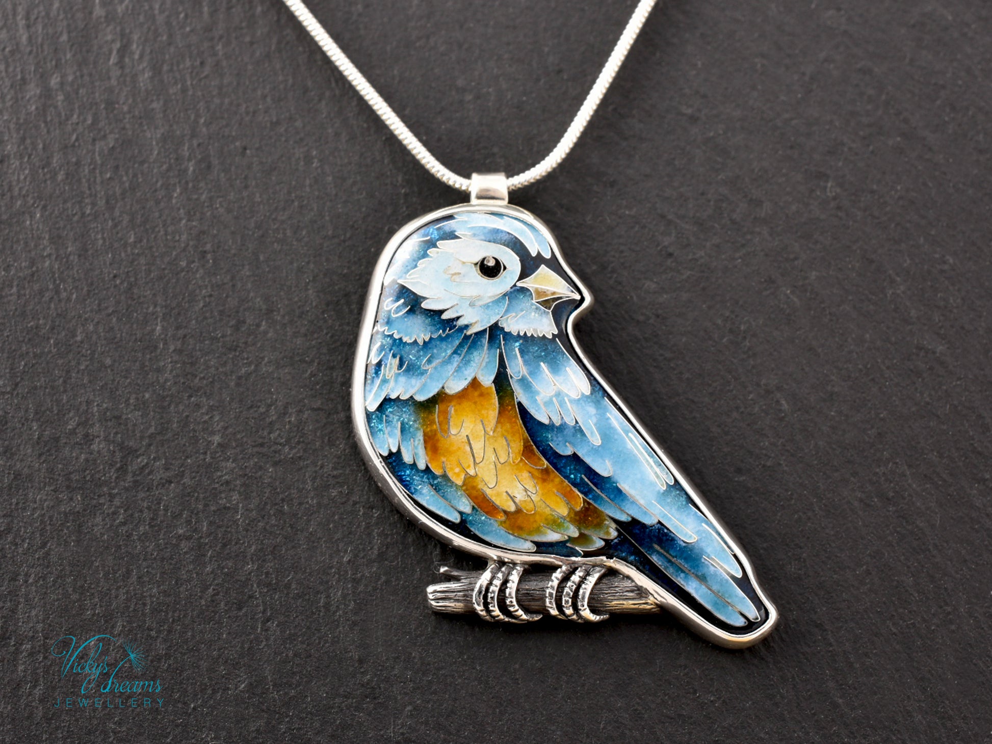 Cloisonné bird pendant in gift box