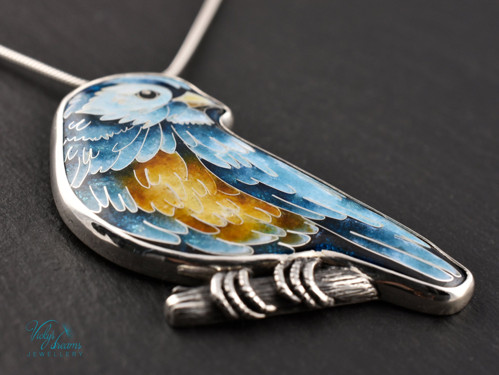 Cloisonné bird pendant in gift box