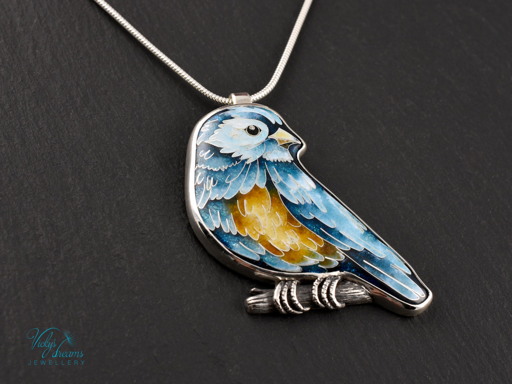 Cloisonné bird pendant in gift box