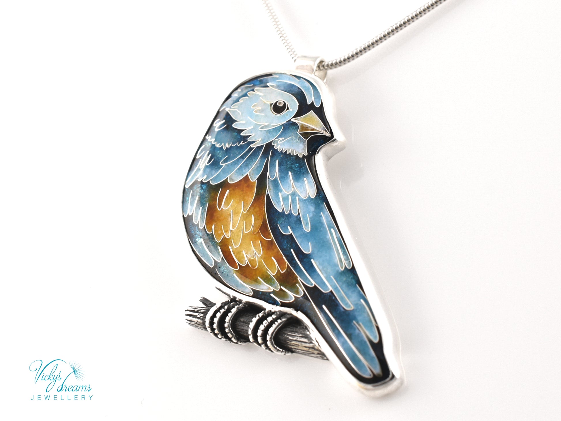 Cloisonné bird pendant in gift box