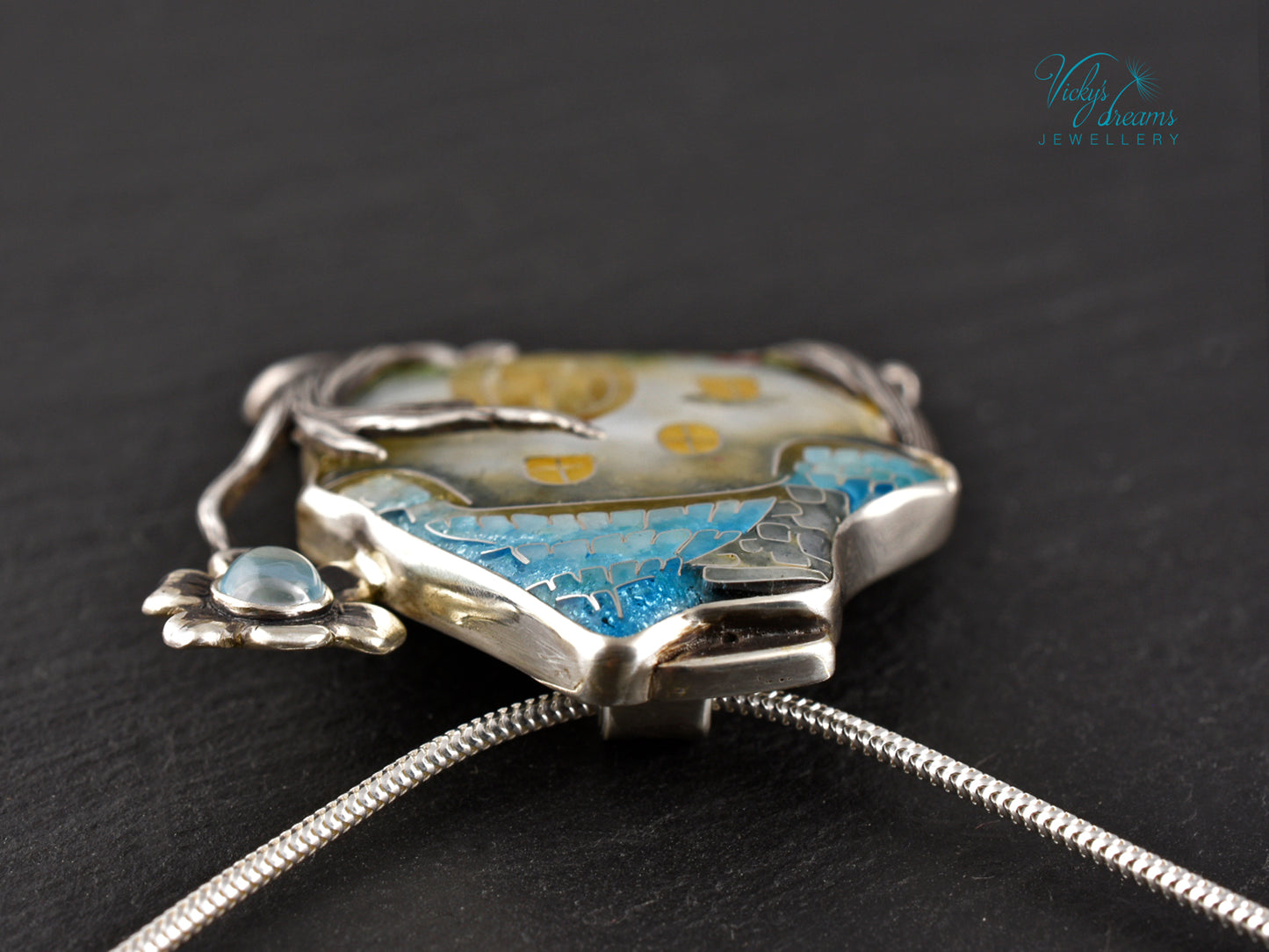 Fairy House Cloisonné Enamel Botanical  Cloisonné enamel pendant