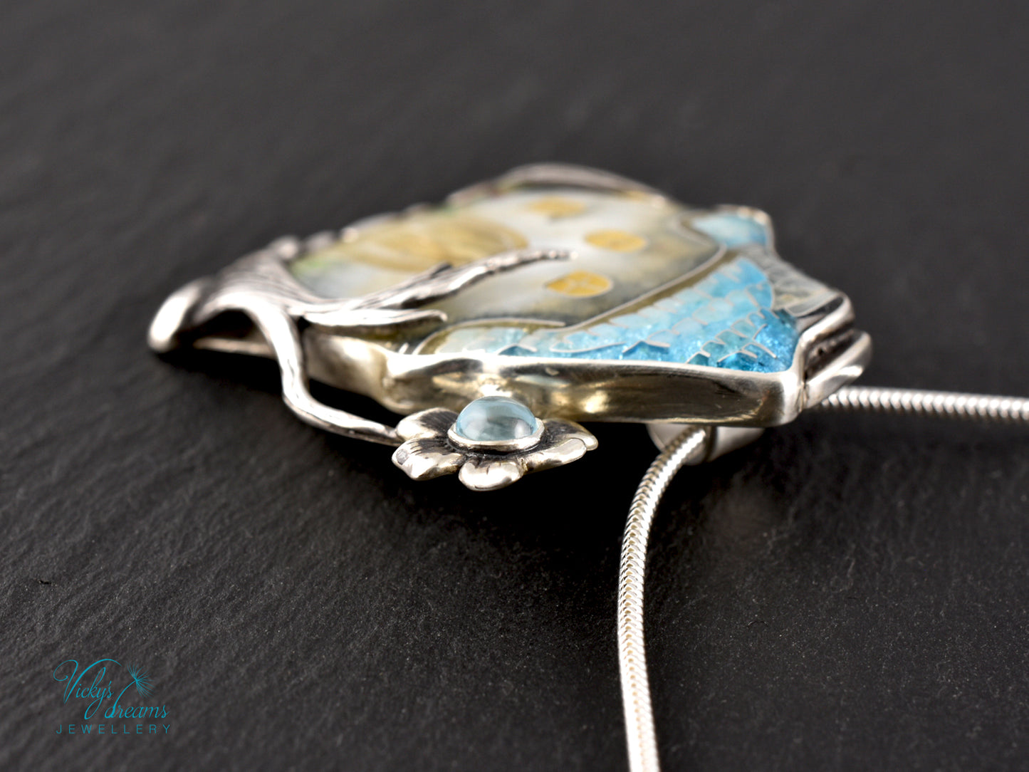 Fairy House Cloisonné Enamel Botanical  Cloisonné enamel pendant