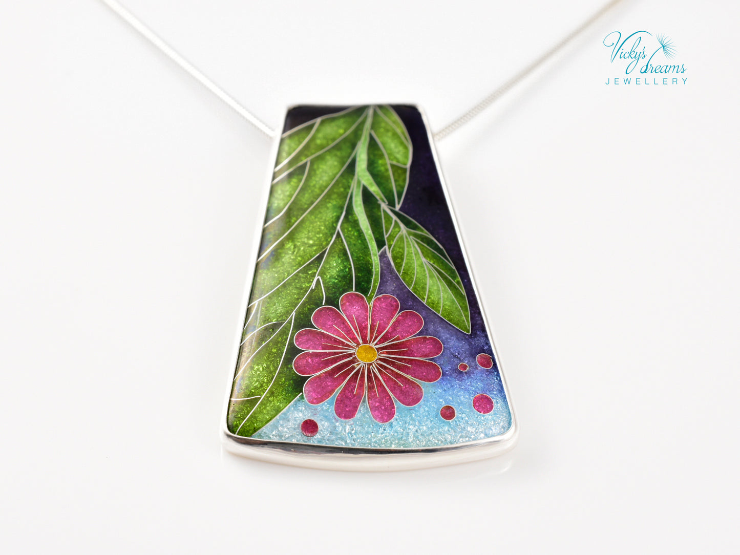 Artisan Cloisonné Enamel Botanical  Cloisonné enamel pendant
