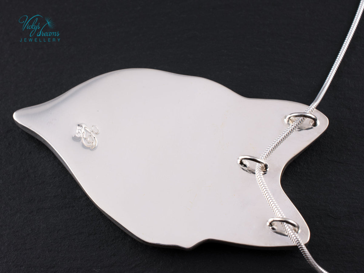 Handmade Cloisonné Red Fox Pendant in Sterling Silver – Enamel Fox Necklace, Organic Shape Artisan Jewelry