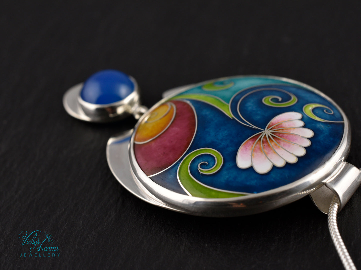 Boho flower Cloisonné Enamel Botanical  Cloisonné enamel pendant