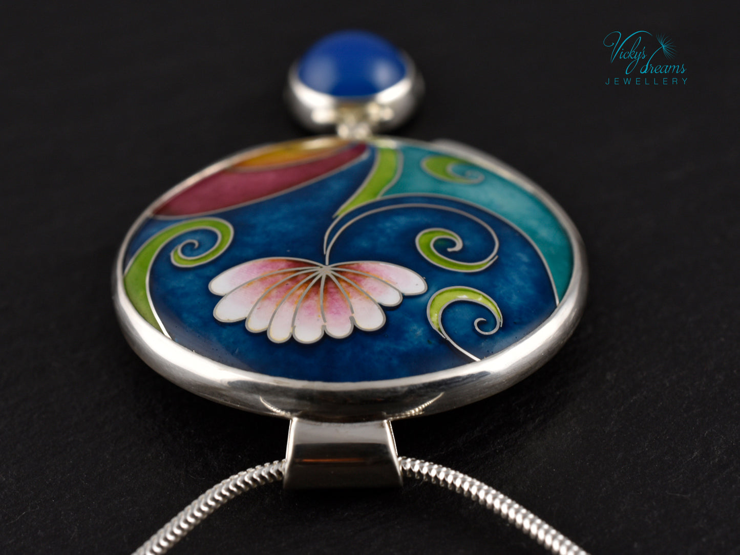 Boho flower Cloisonné Enamel Botanical  Cloisonné enamel pendant