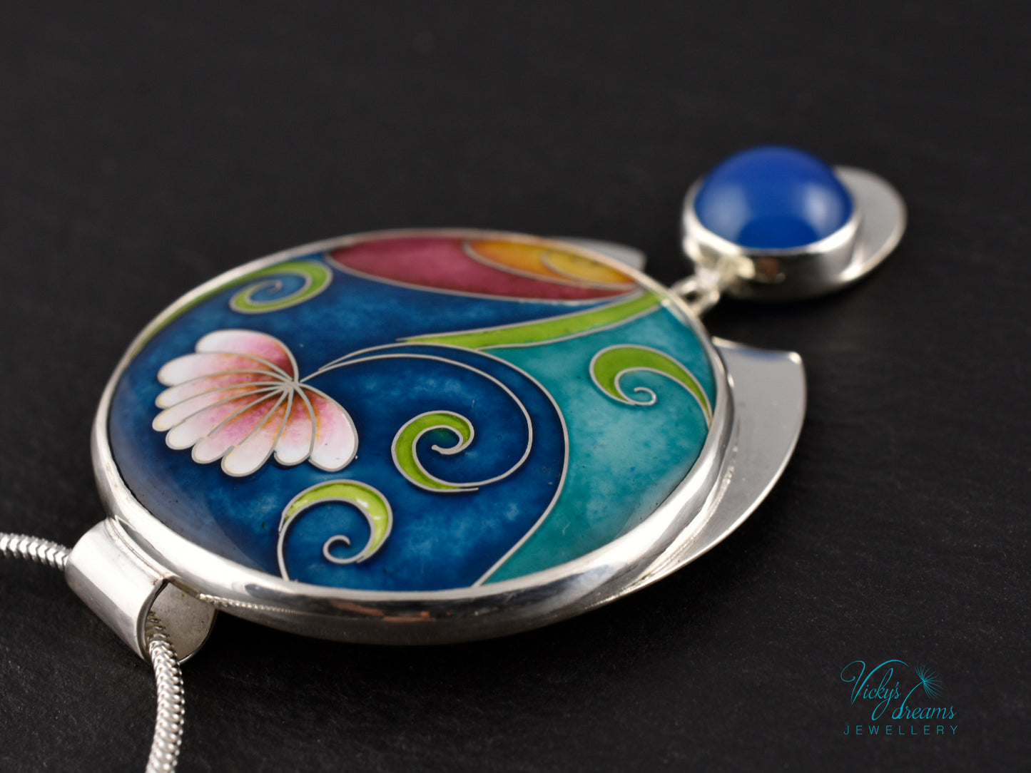 Boho flower Cloisonné Enamel Botanical  Cloisonné enamel pendant