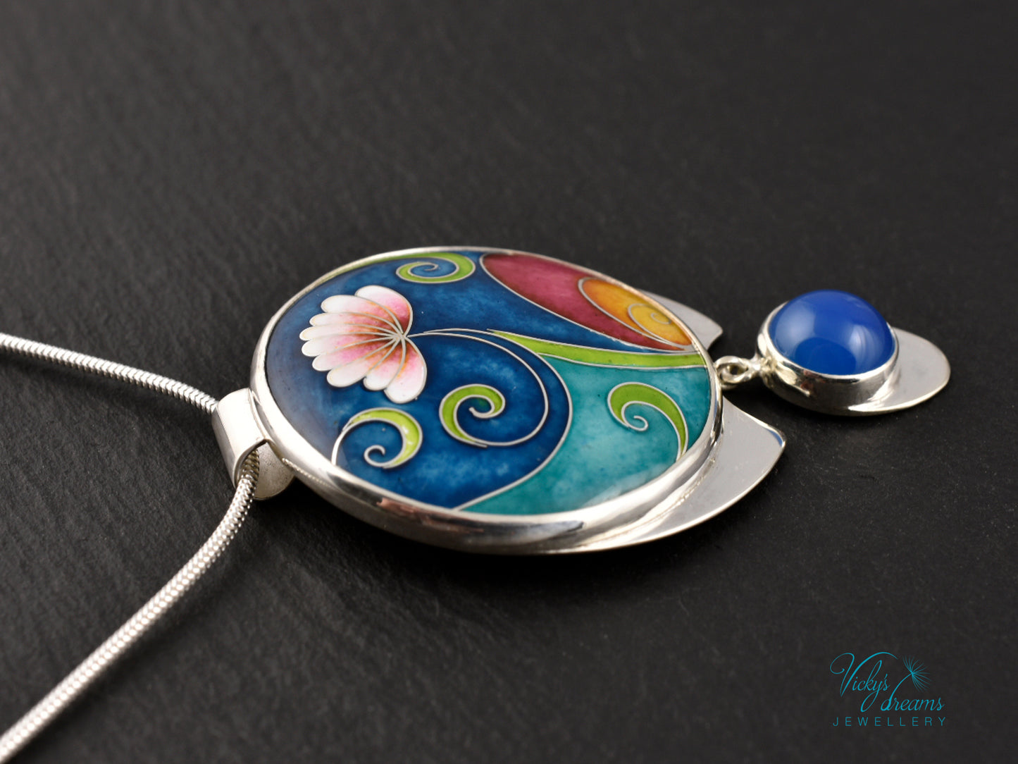 Boho flower Cloisonné Enamel Botanical  Cloisonné enamel pendant