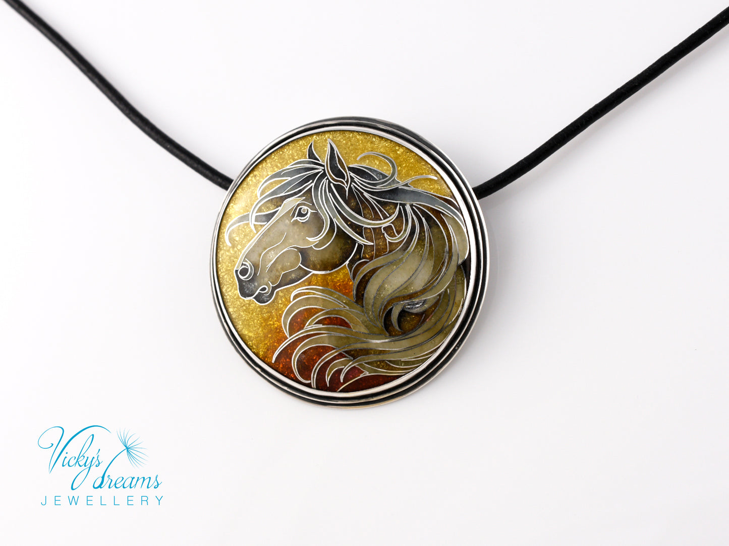 horse-cloisonne-enamel-silver-necklace