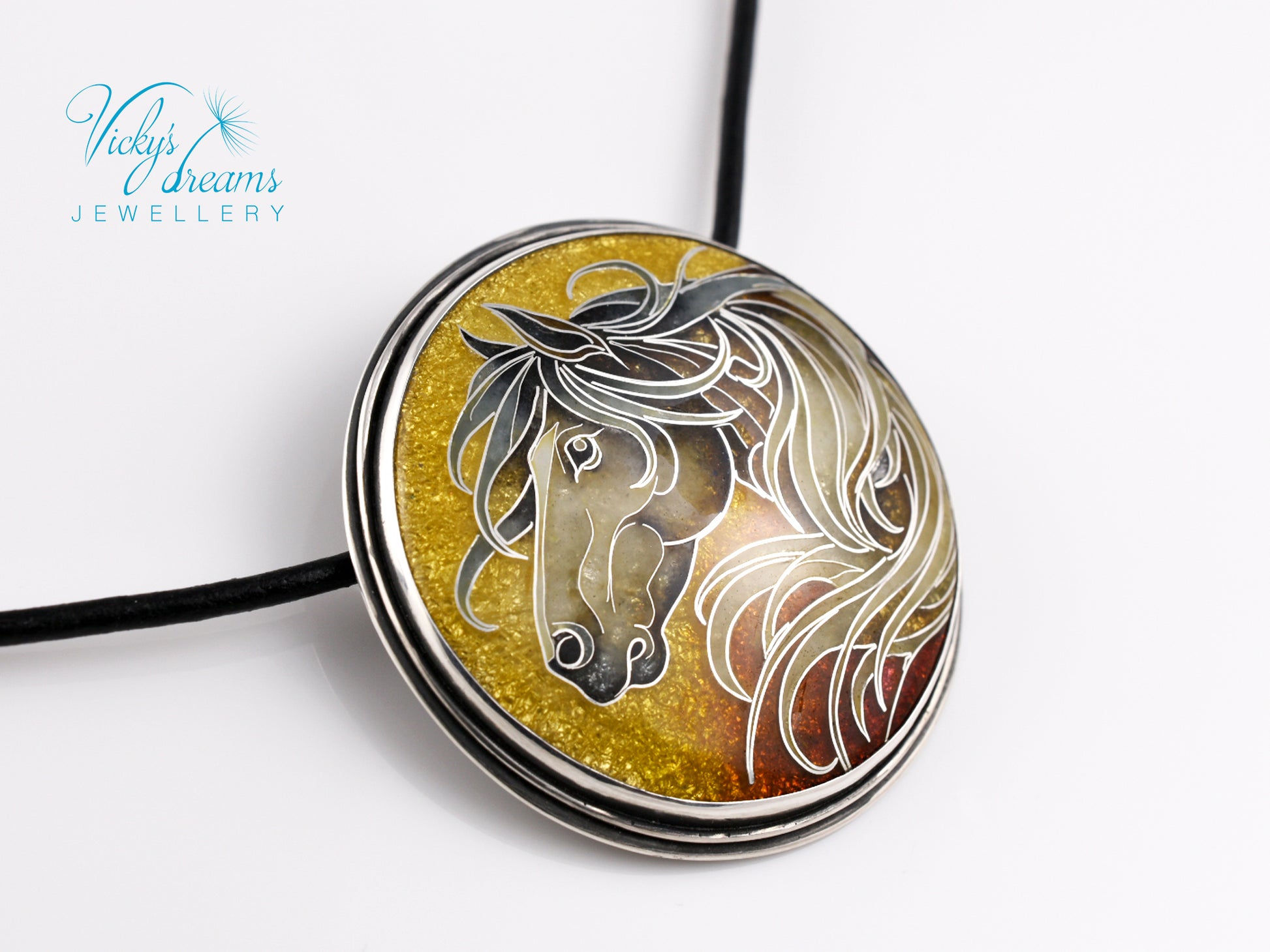 horse-cloisonne-enamel-silver-necklace