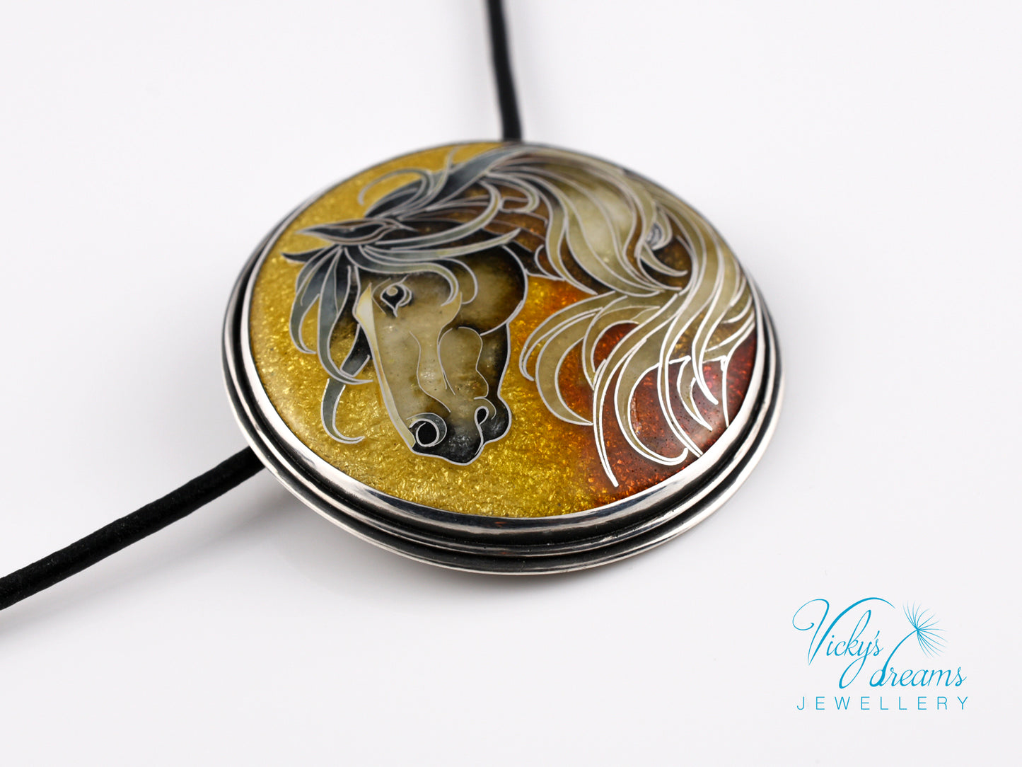 horse-cloisonne-enamel-silver-necklace