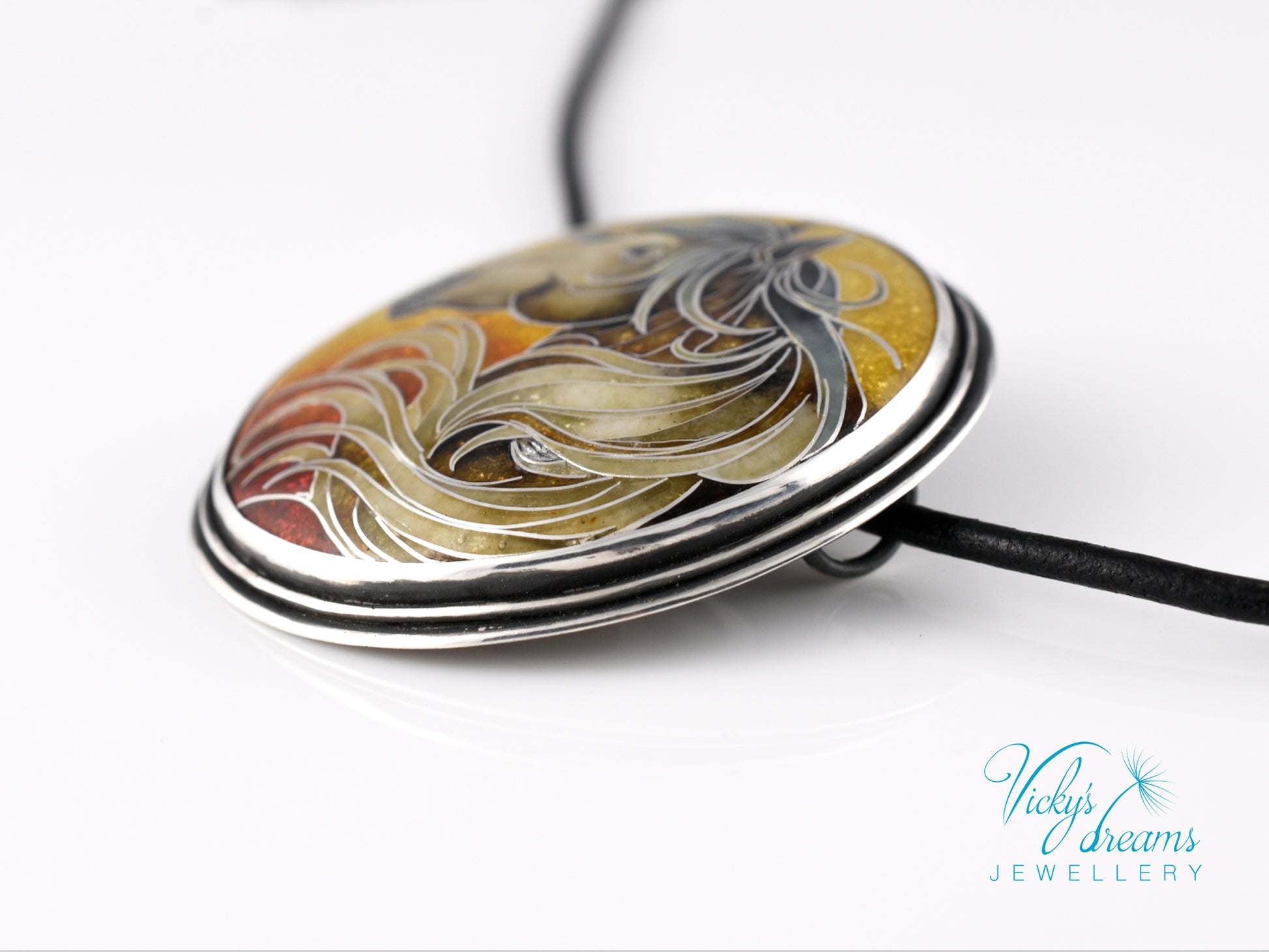 horse-cloisonne-enamel-silver-necklace