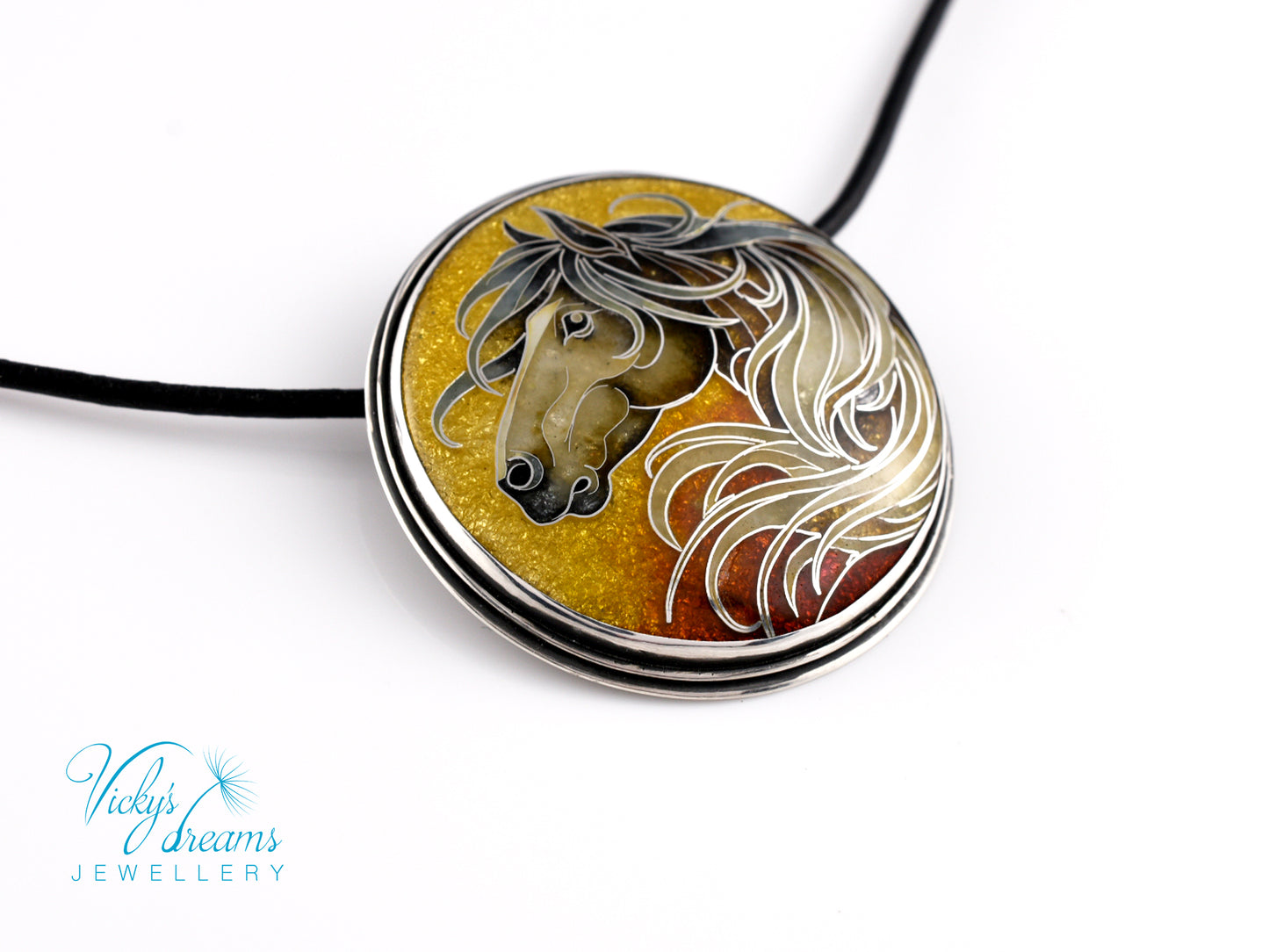 horse-cloisonne-enamel-silver-necklace