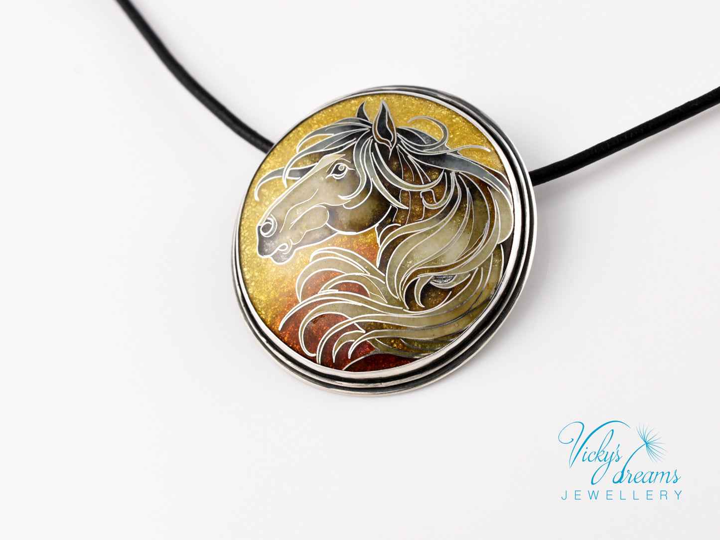 horse-cloisonne-enamel-silver-necklace