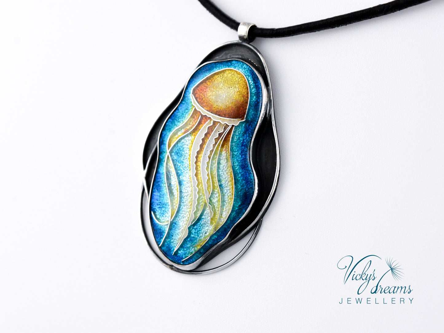 Jellyfish Cloisonné enamel pendant
