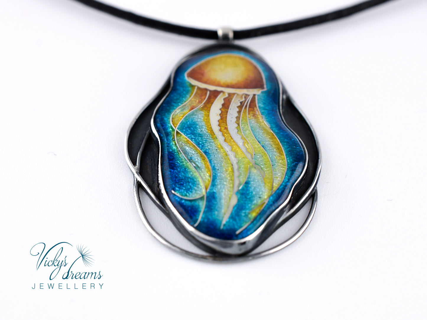 Jellyfish Cloisonné enamel pendant