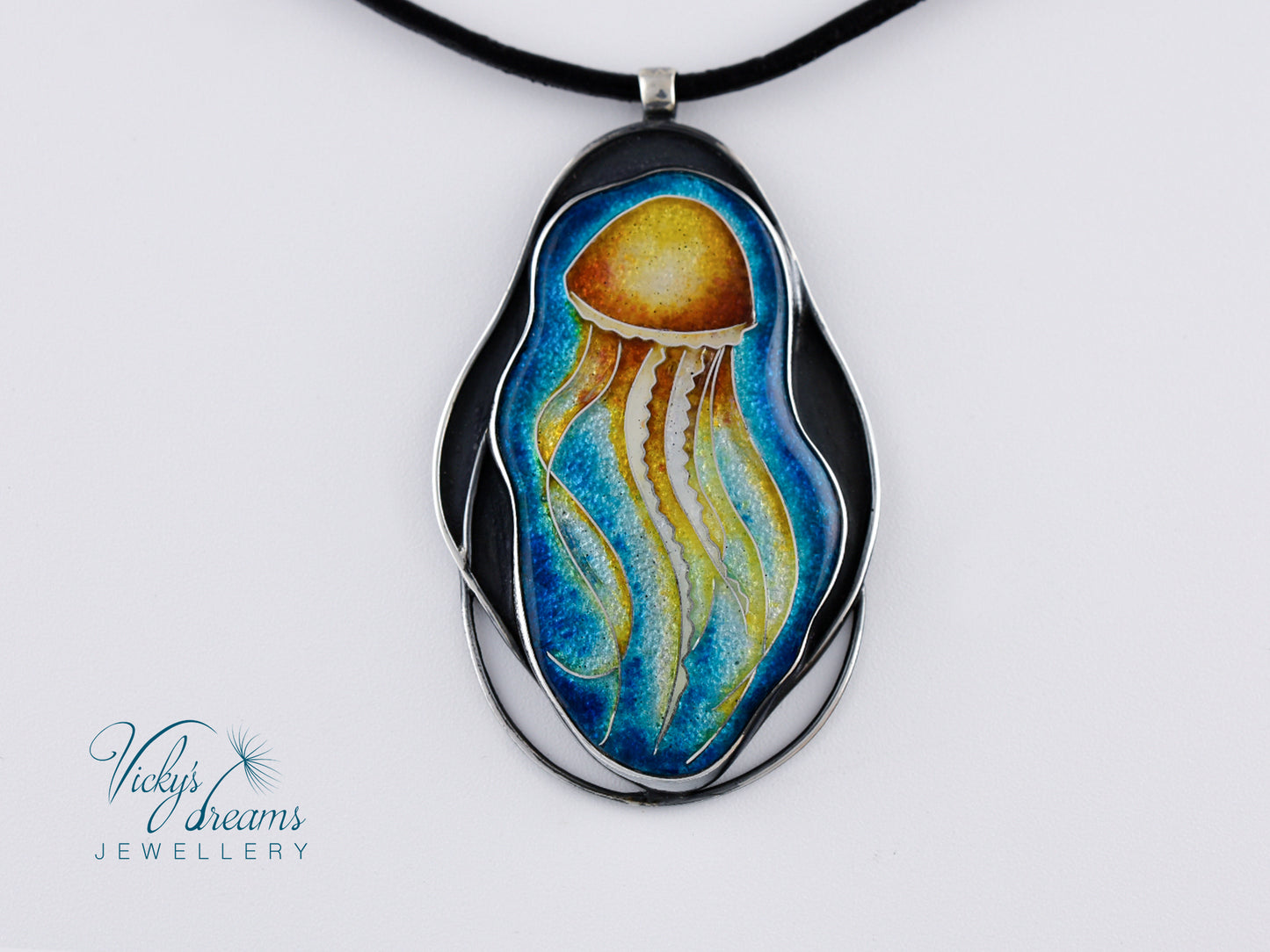 Jellyfish Cloisonné enamel pendant