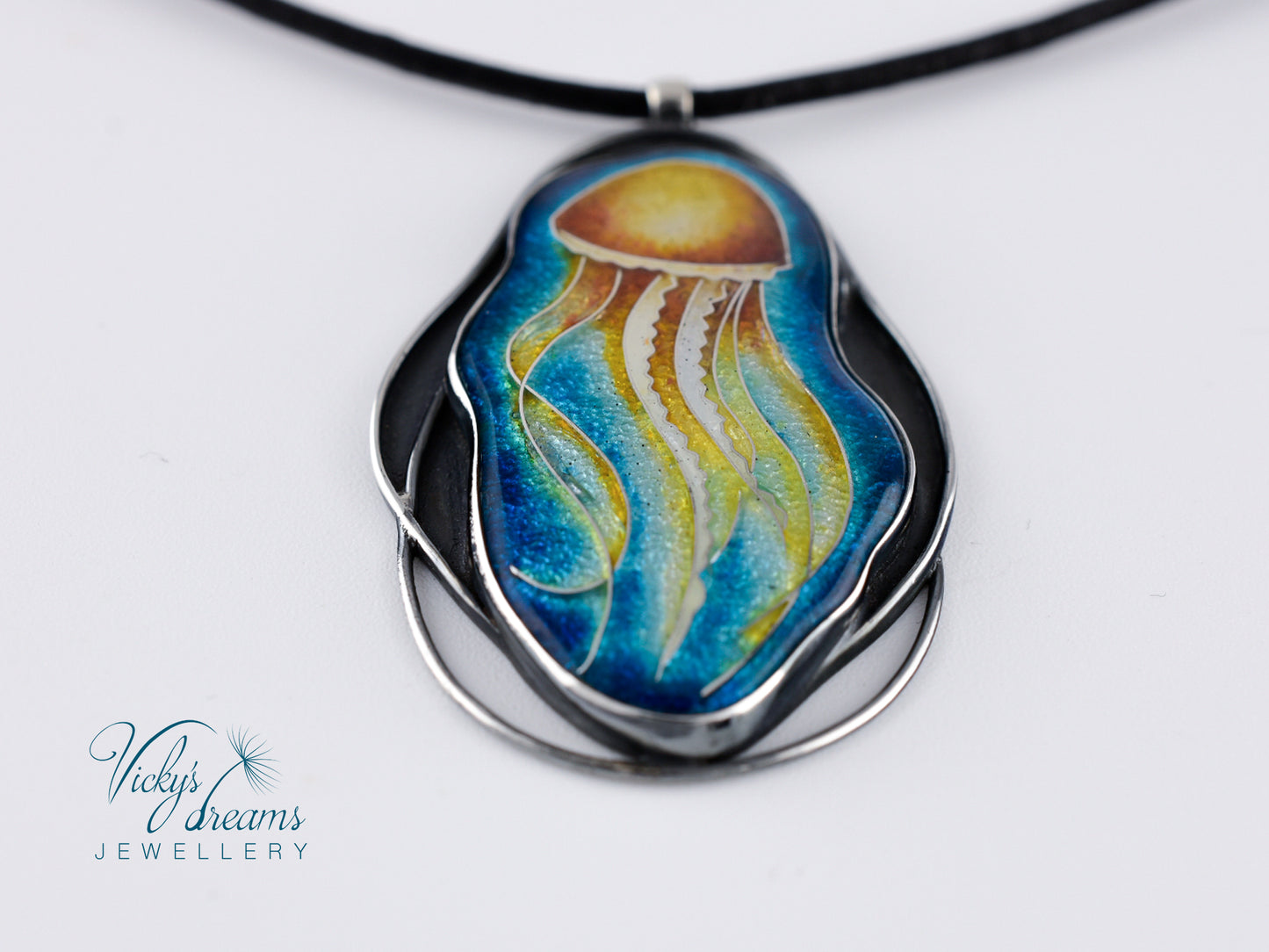 Jellyfish Cloisonné enamel pendant