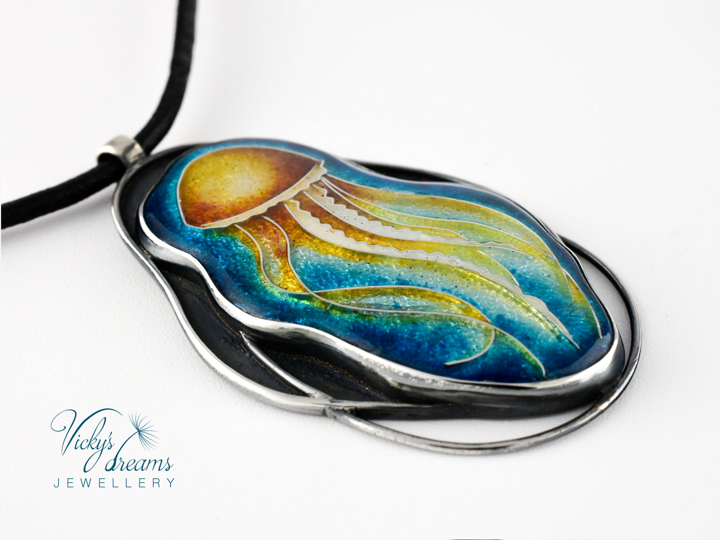 Jellyfish Cloisonné enamel pendant
