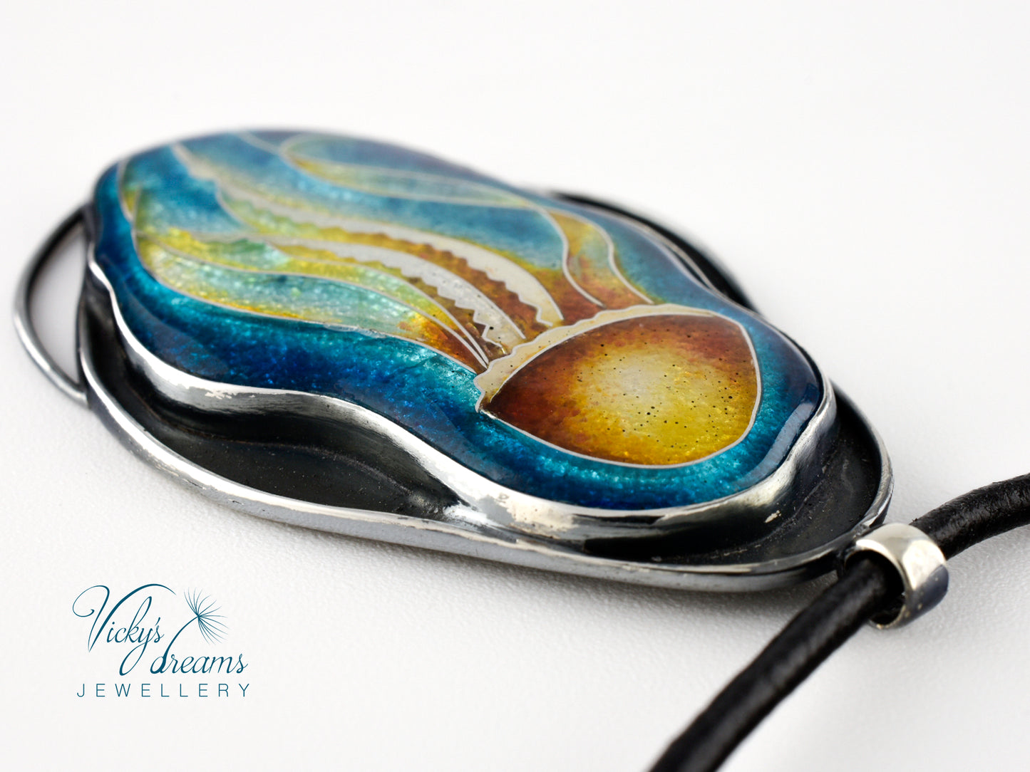 Jellyfish Cloisonné enamel pendant