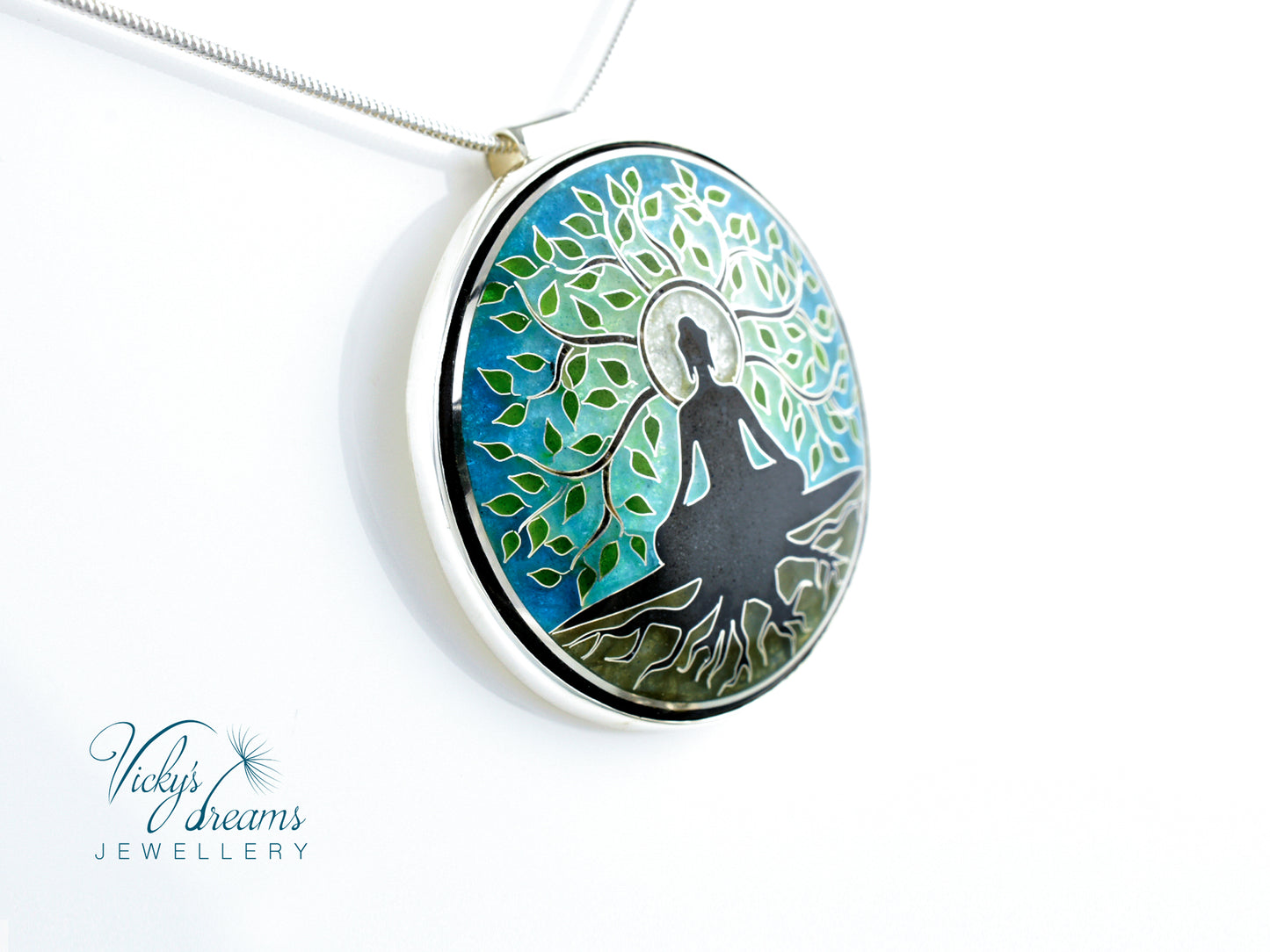 Buddha tree, cloisonne necklace