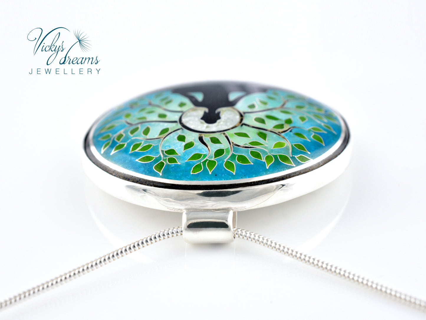Buddha tree, cloisonne necklace