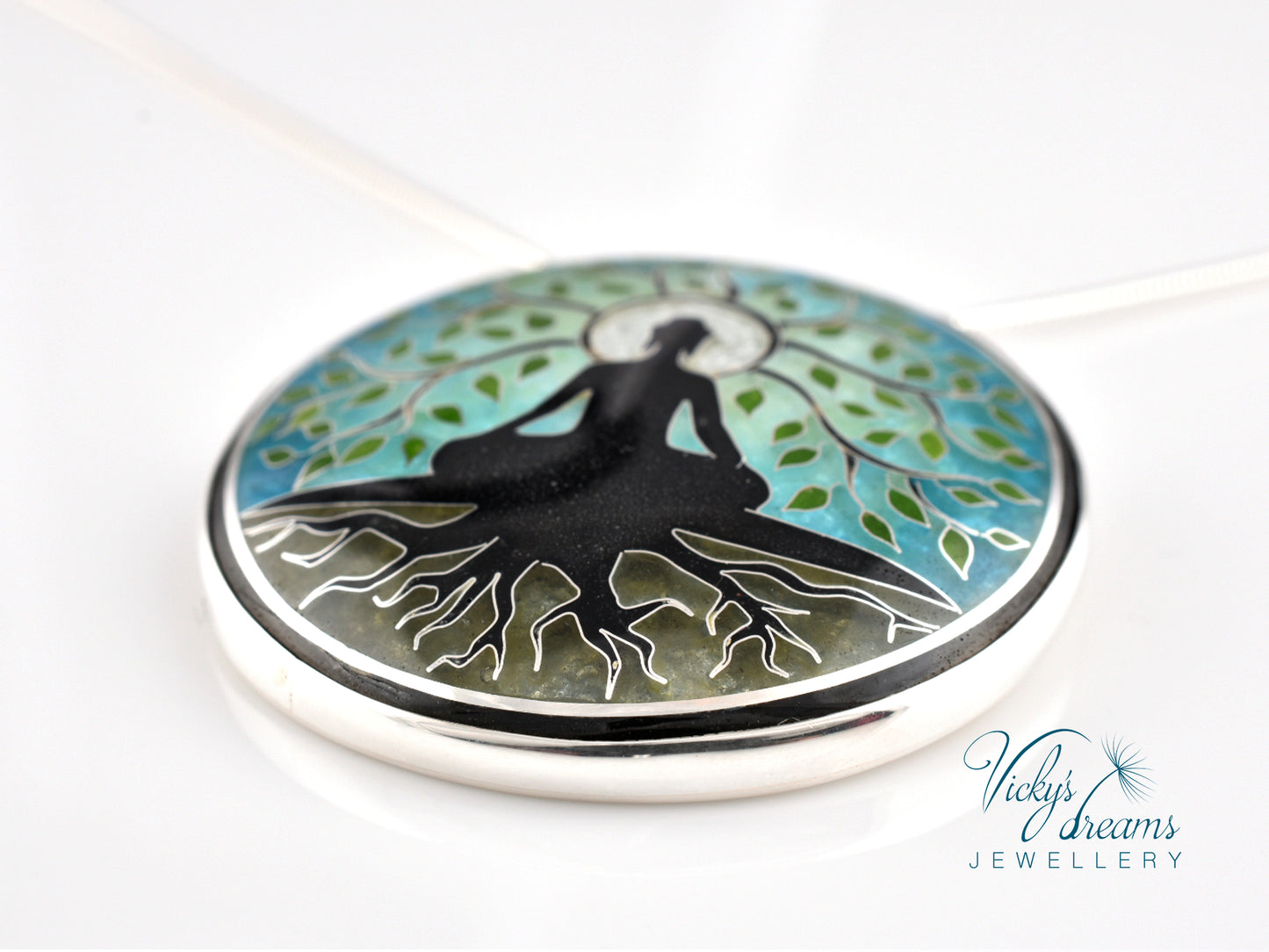 Buddha tree, cloisonne necklace