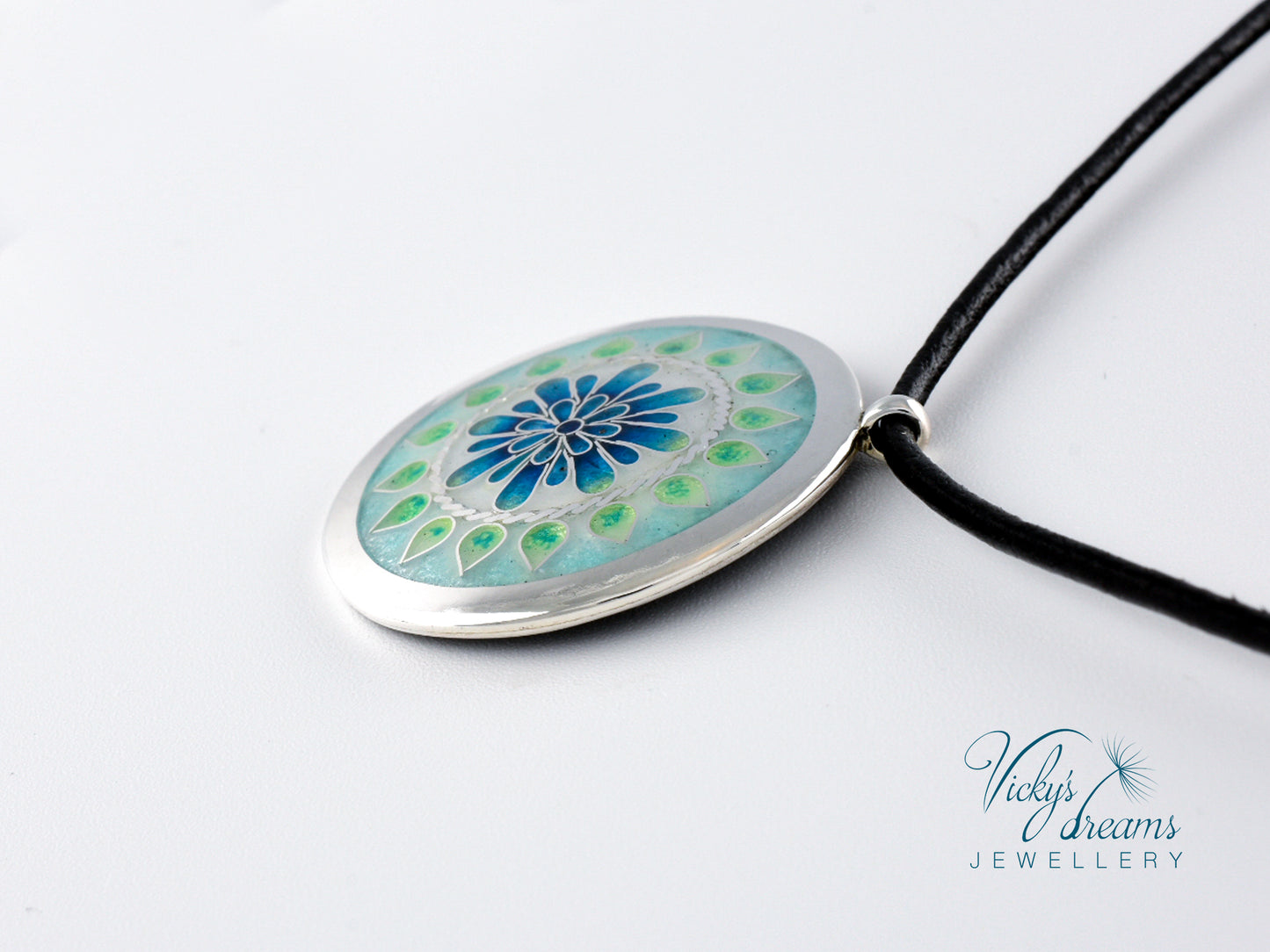 Mandala Cloisonné enamel pendant