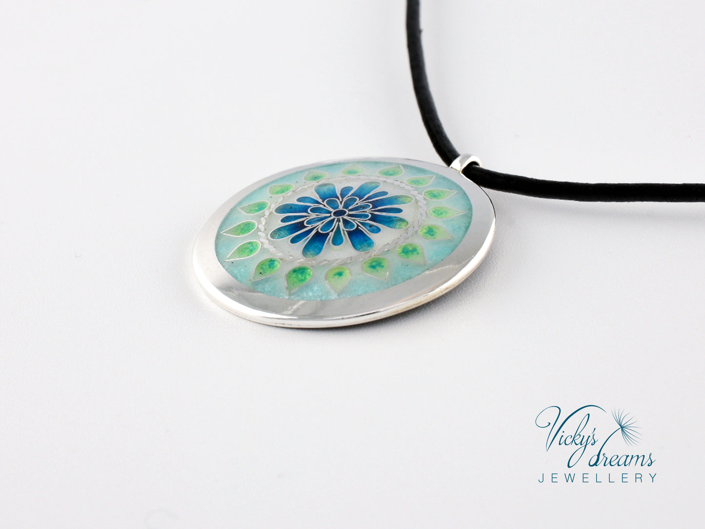 Mandala Cloisonné enamel pendant