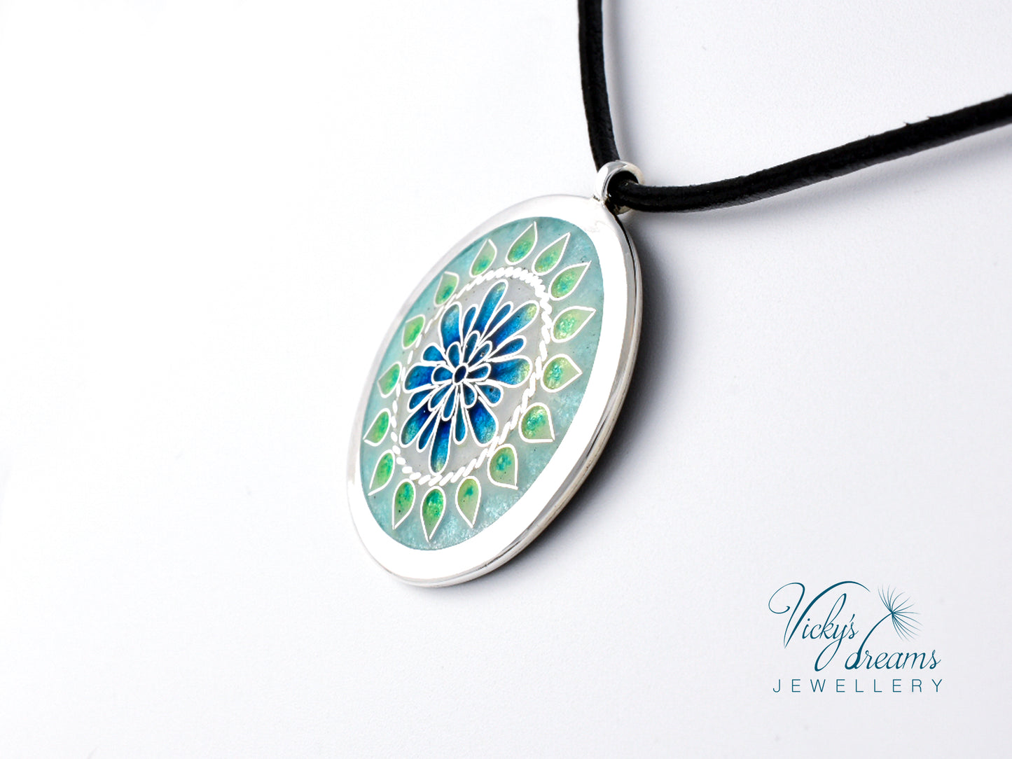 Mandala Cloisonné enamel pendant