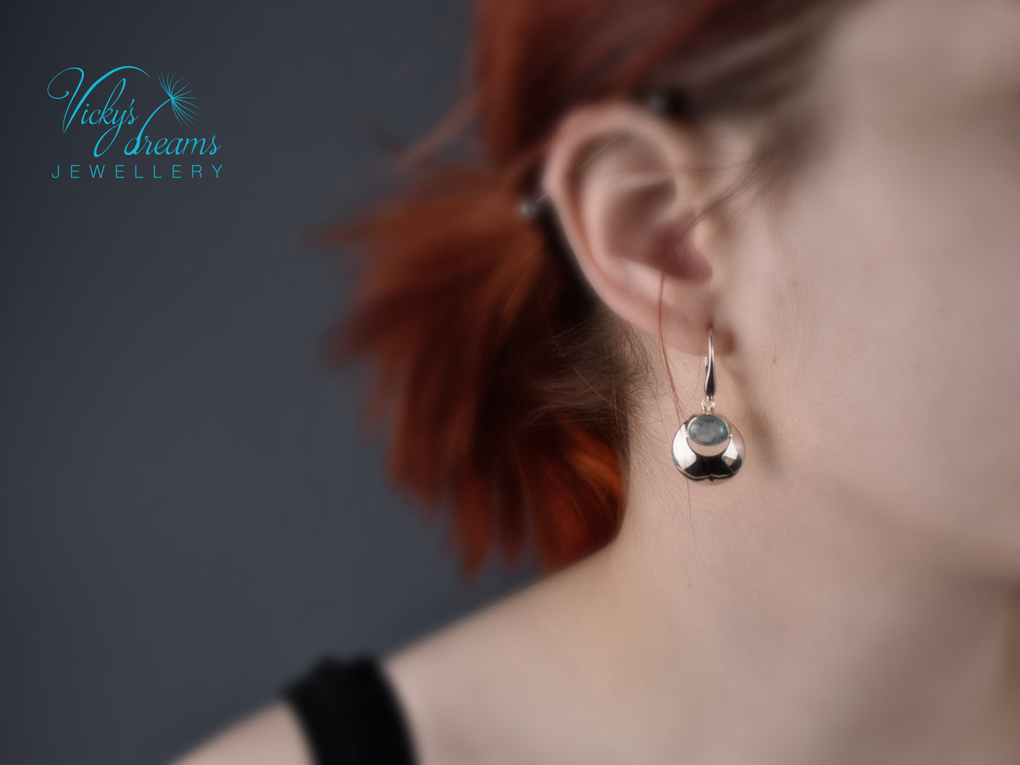 Handmade Moon & Natural Apatite Gemstone Earrings – 925 Sterling Silver Unique Jewelry