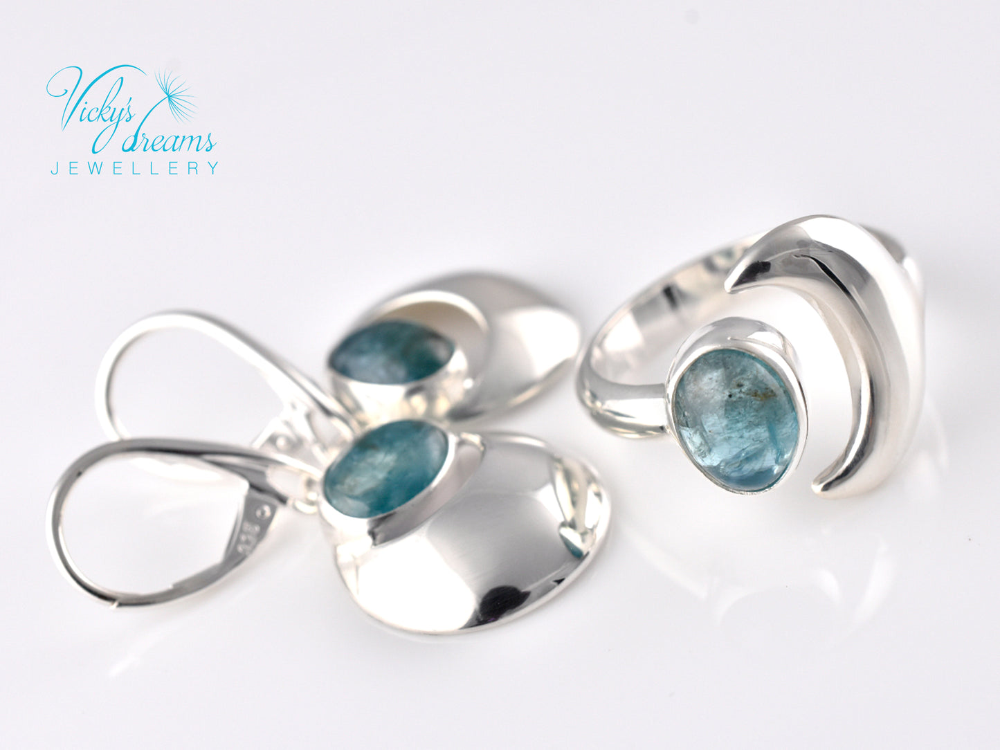 Handmade Moon & Natural Apatite Gemstone Earrings – 925 Sterling Silver Unique Jewelry