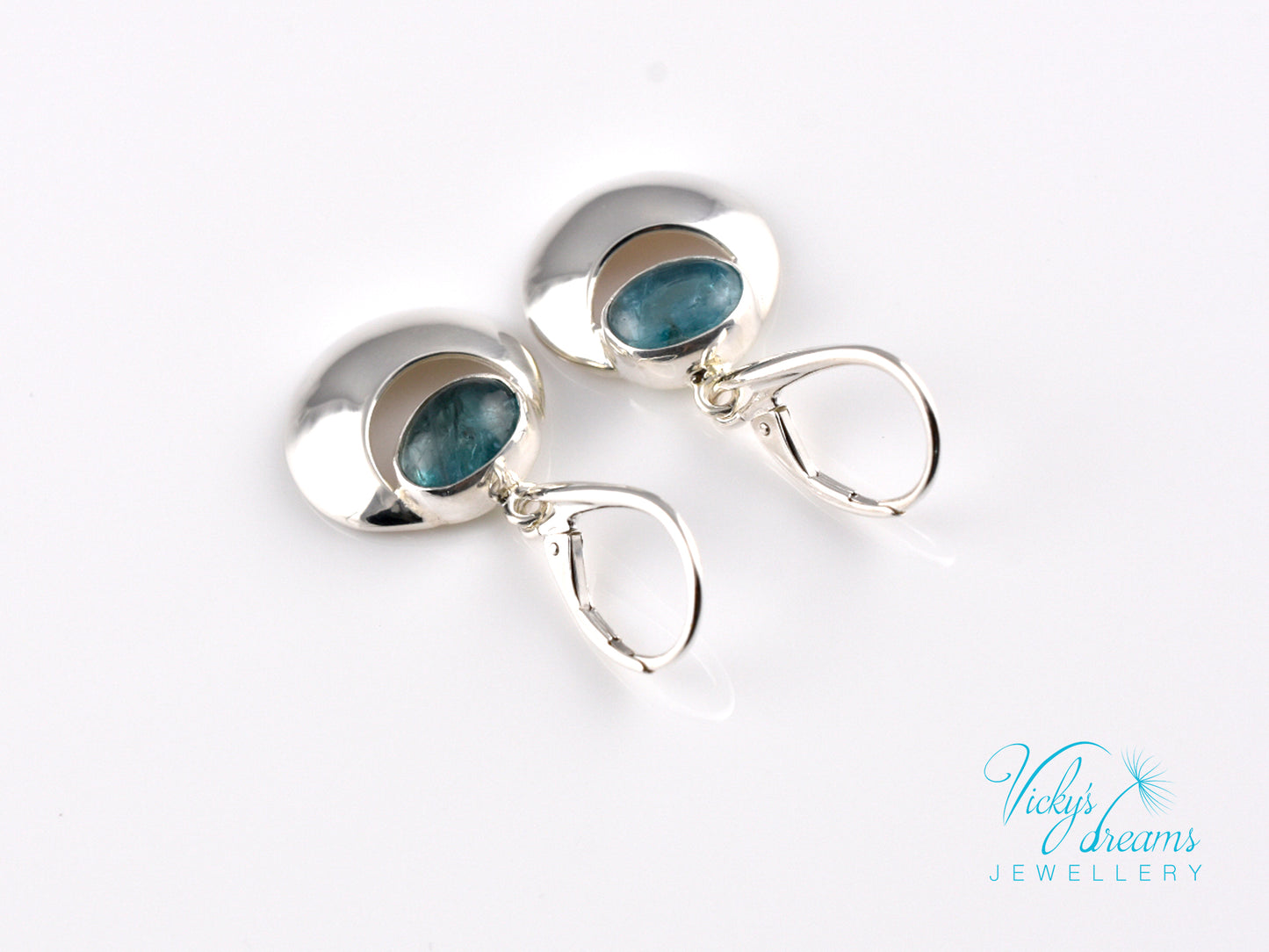 Handmade Moon & Natural Apatite Gemstone Earrings – 925 Sterling Silver Unique Jewelry