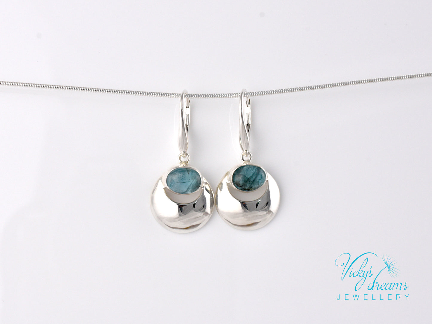 Handmade Moon & Natural Apatite Gemstone Earrings – 925 Sterling Silver Unique Jewelry