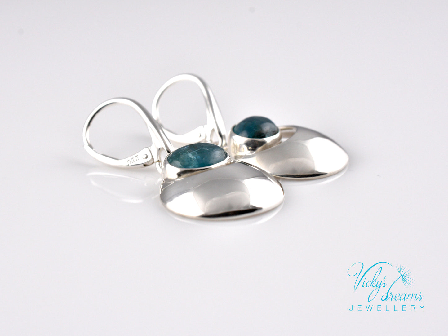 Handmade Moon & Natural Apatite Gemstone Earrings – 925 Sterling Silver Unique Jewelry