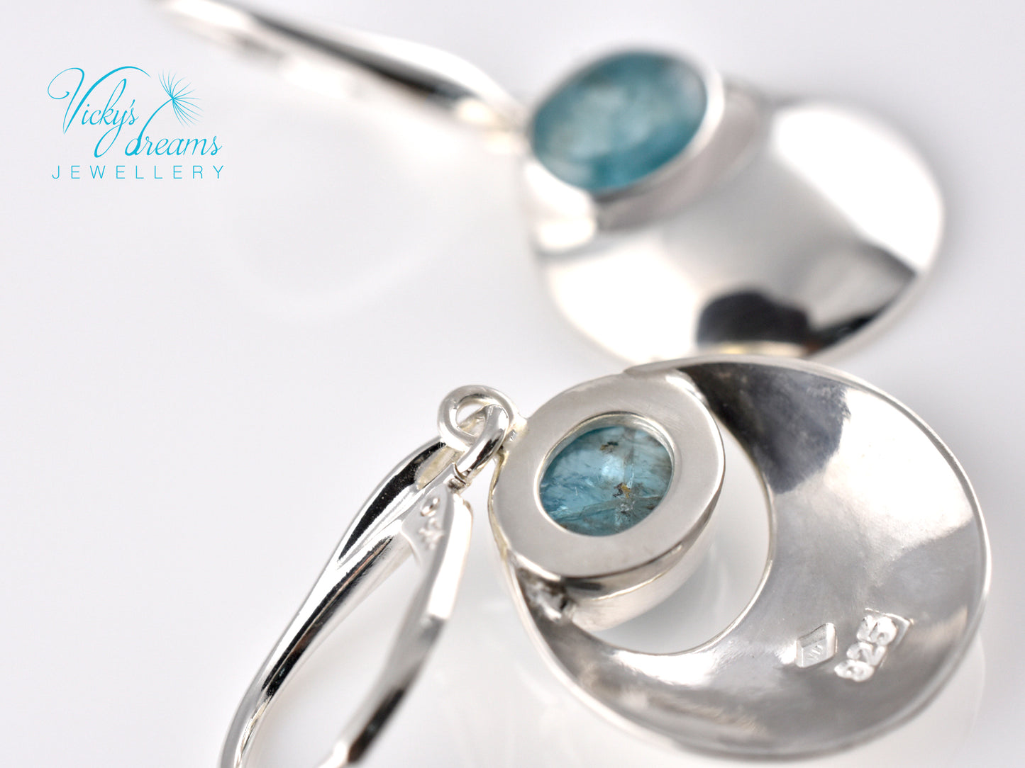 Handmade Moon & Natural Apatite Gemstone Earrings – 925 Sterling Silver Unique Jewelry