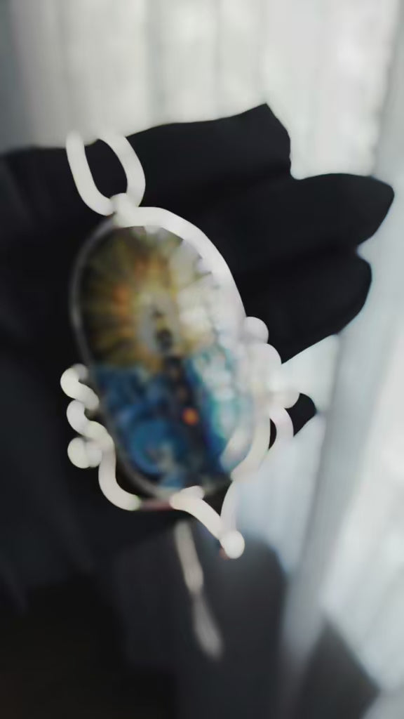 Handmade cloisonné lighthouse pendant necklace in sterling silver