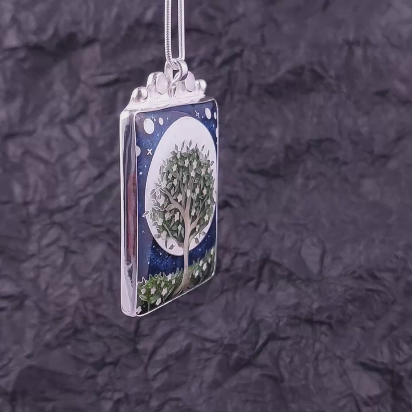 William Morris inspired Virago pendant, cloisonné enamel on sterling silver