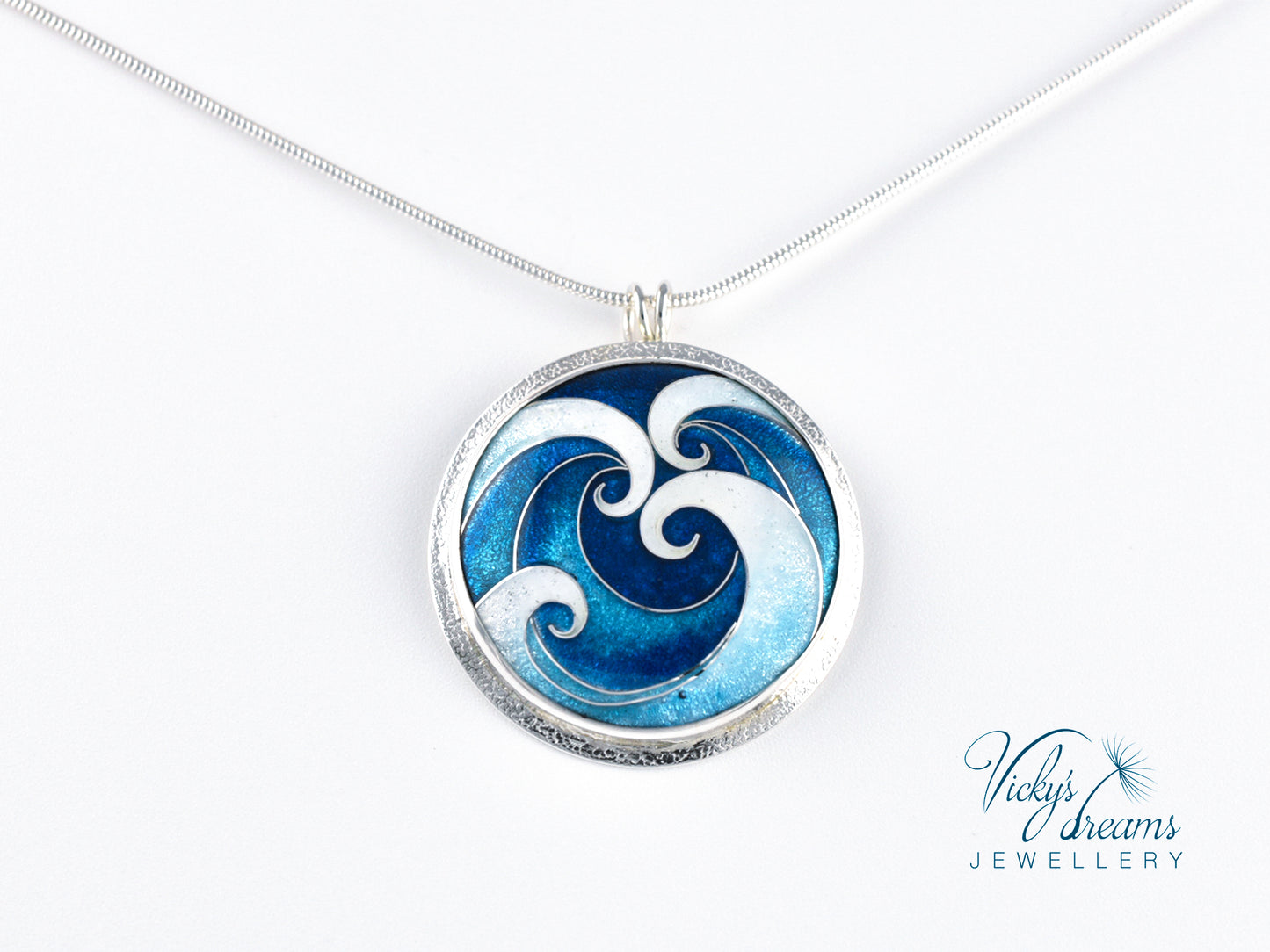 sea waves Cloisonné enamel pendant