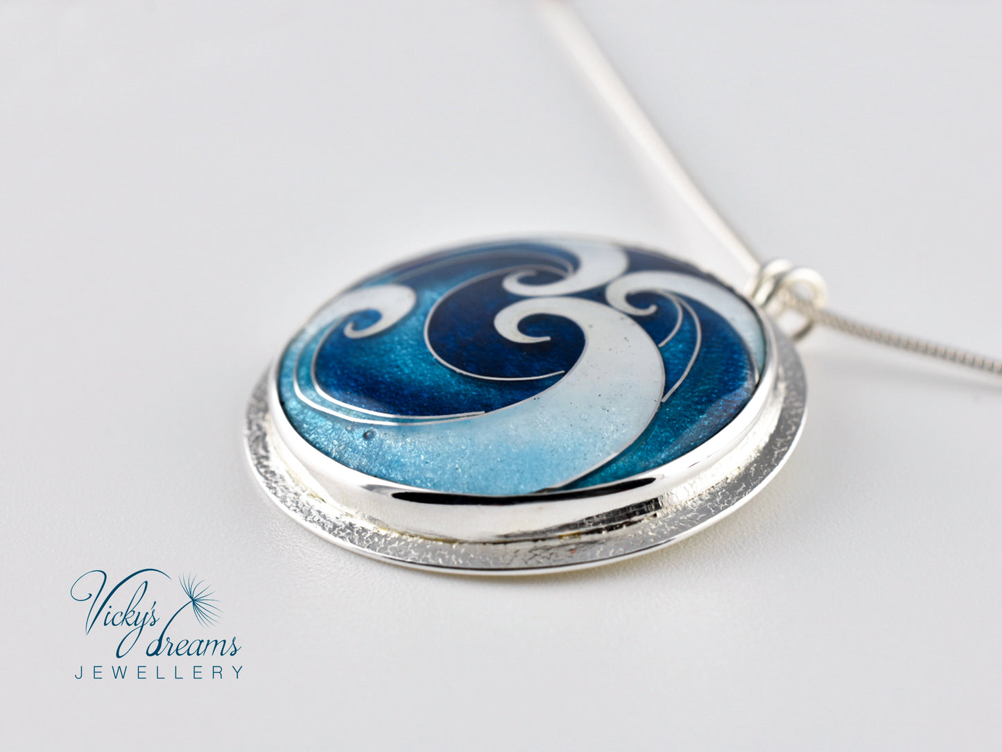 sea waves Cloisonné enamel pendant