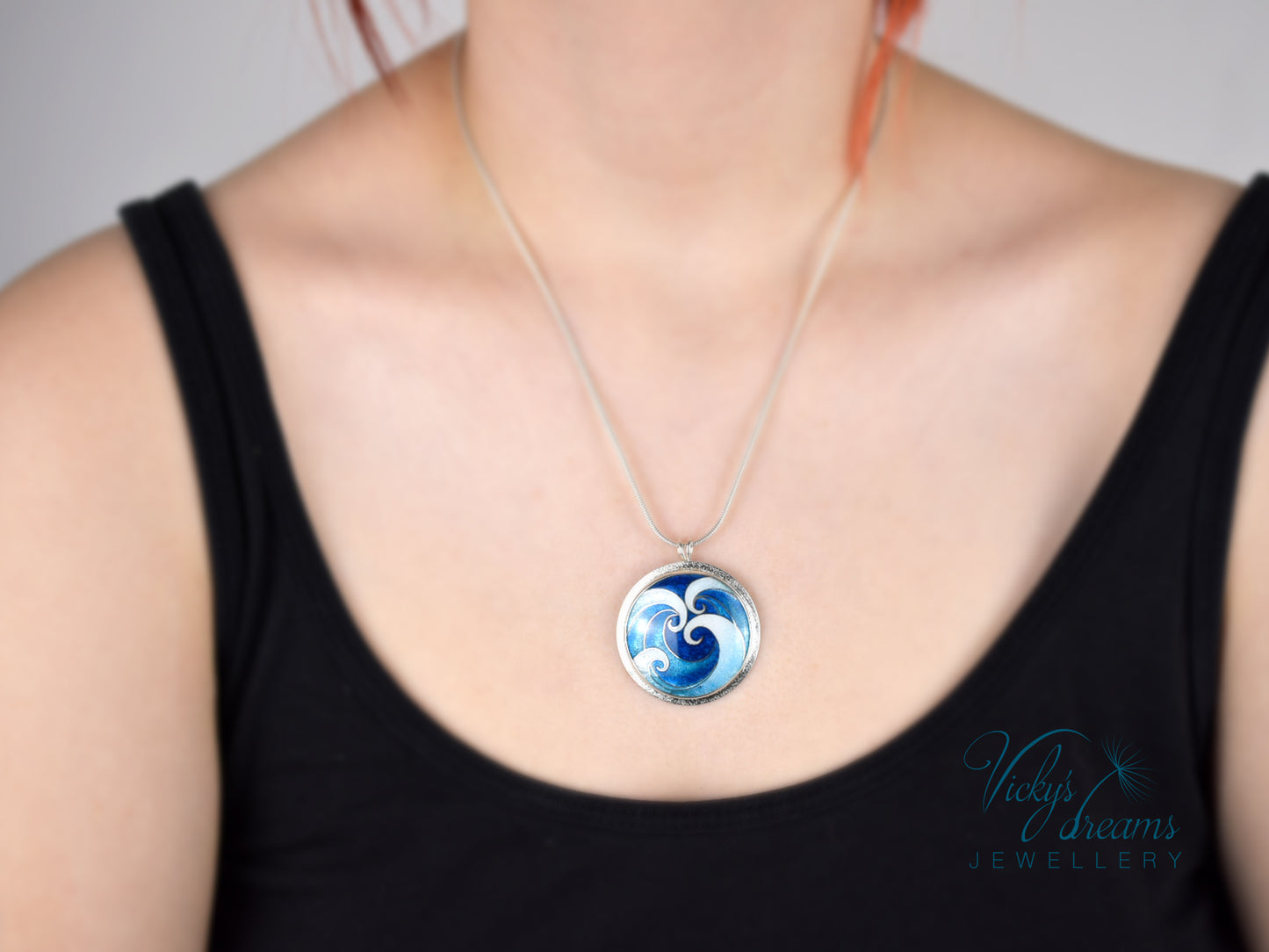 sea waves Cloisonné enamel pendant