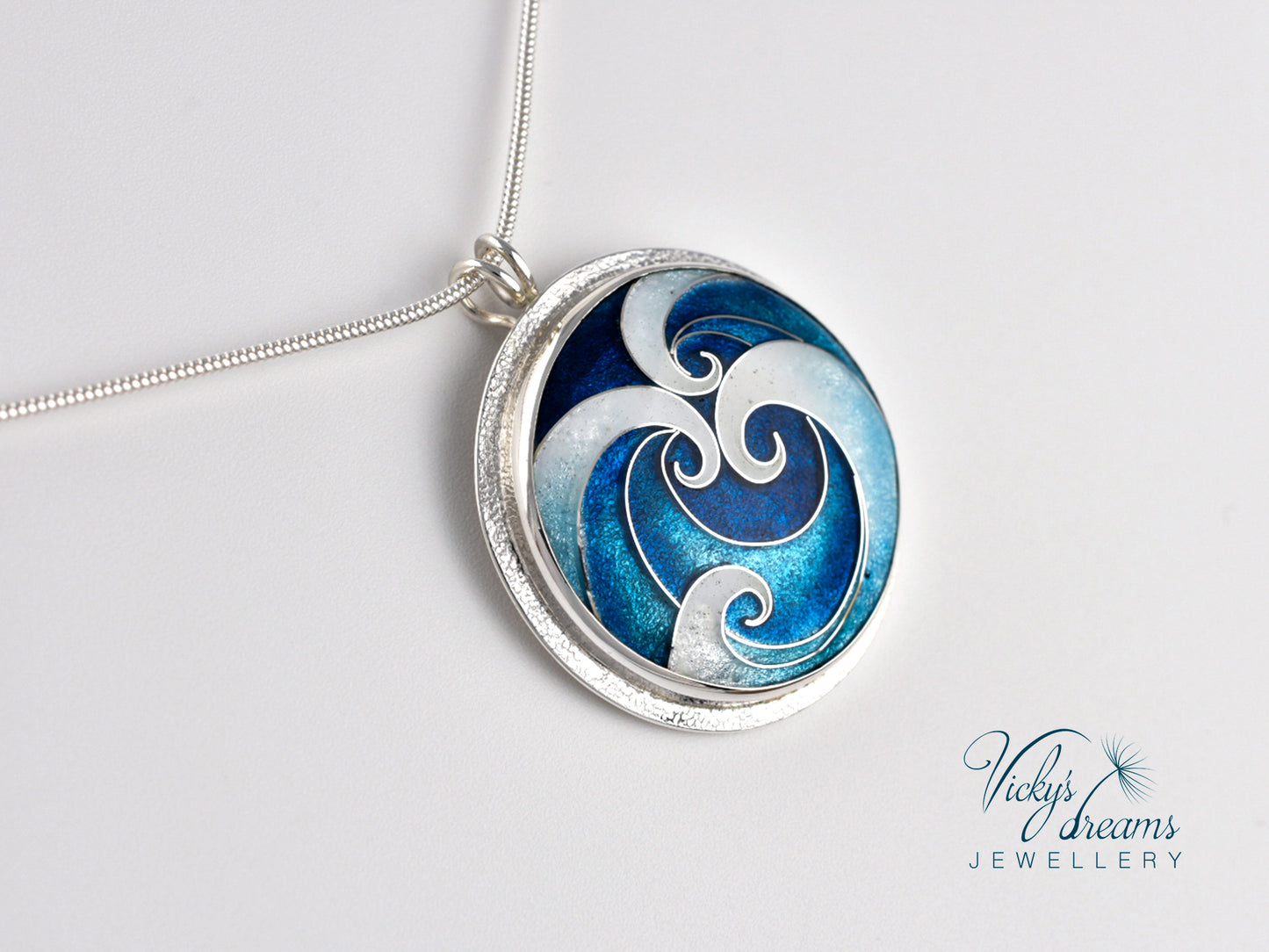 sea waves Cloisonné enamel pendant
