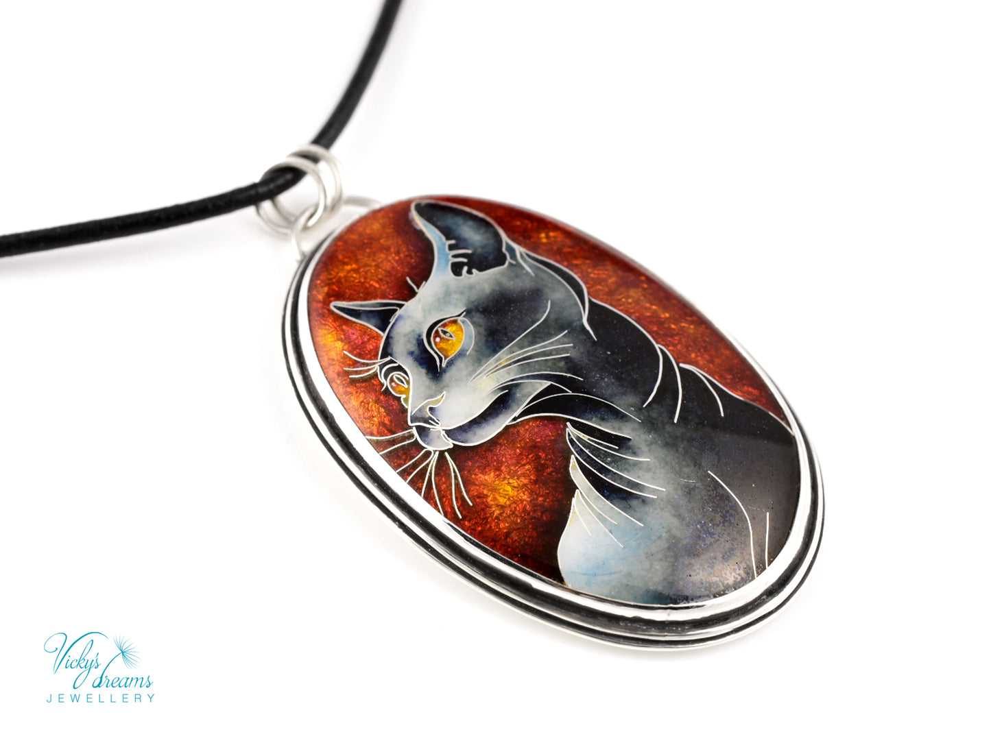Sphinx Cat Cloisonné enamel pendant