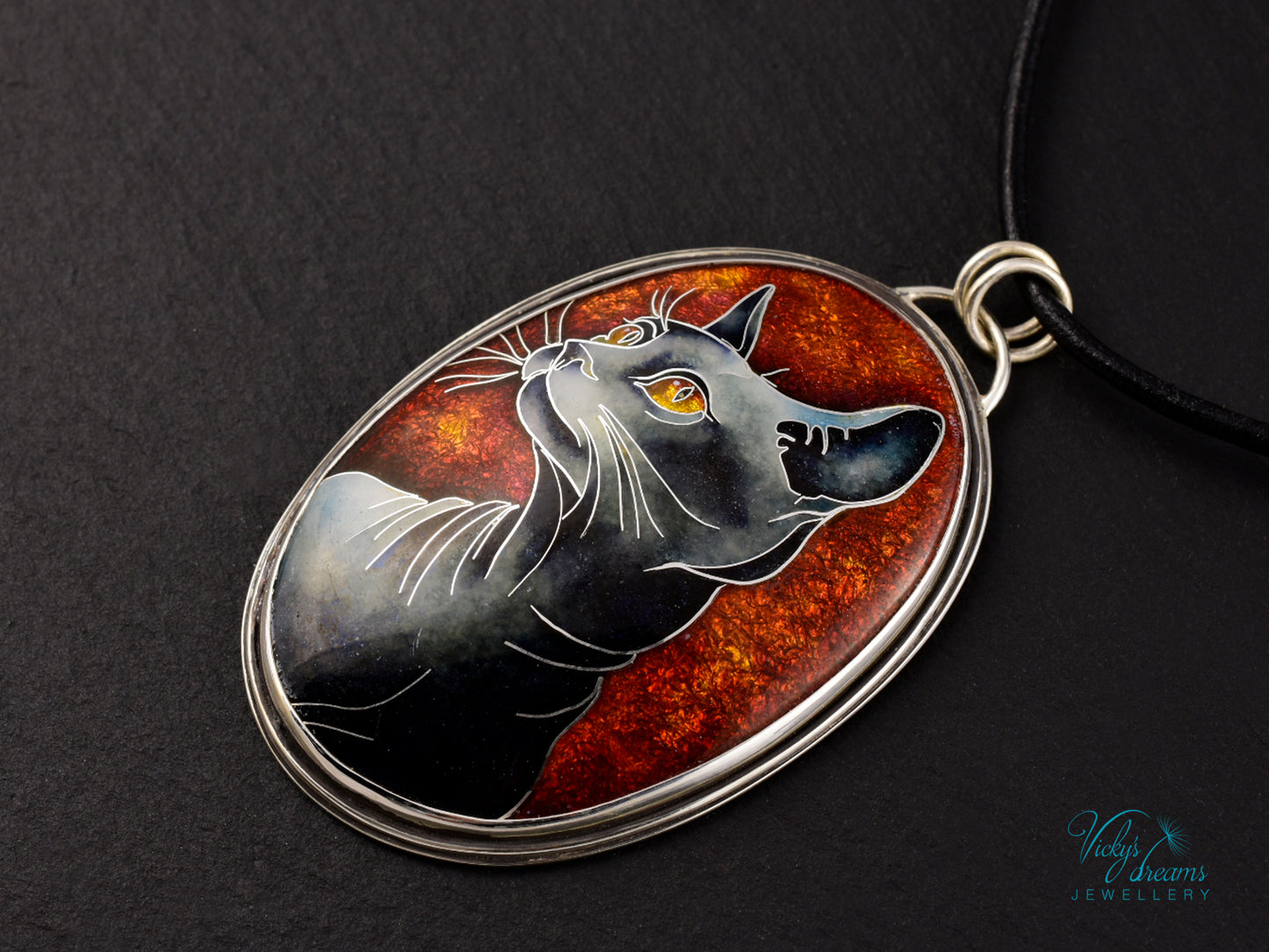 Sphinx Cat Cloisonné enamel pendant