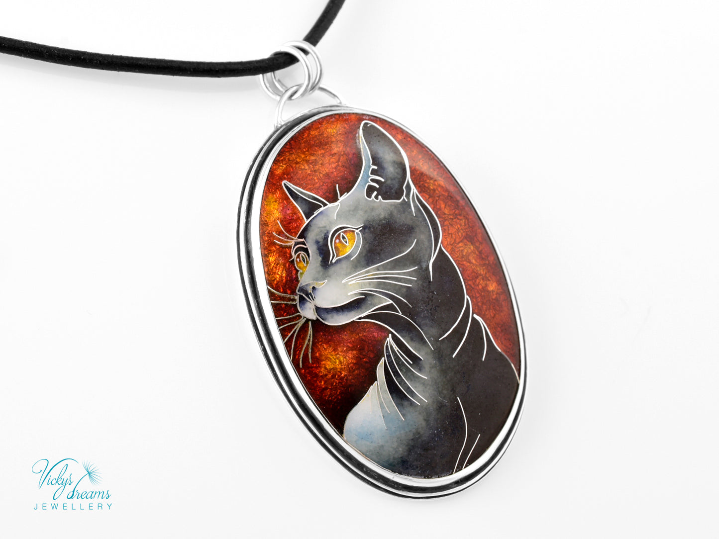 Sphinx Cat Cloisonné enamel pendant