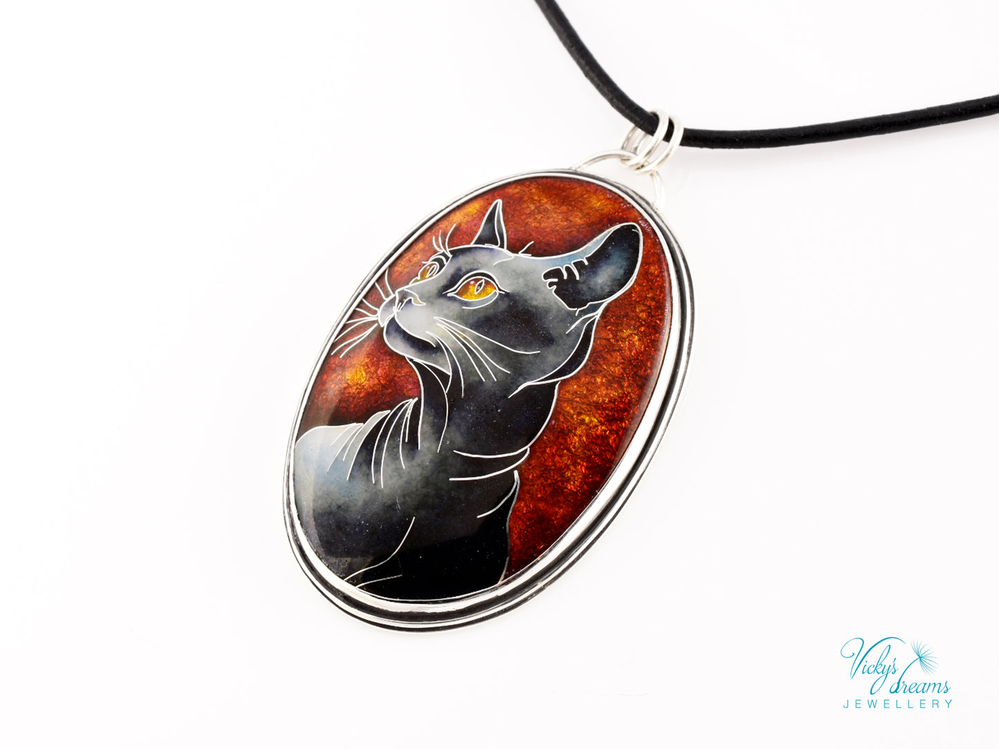 Sphinx Cat Cloisonné enamel pendant