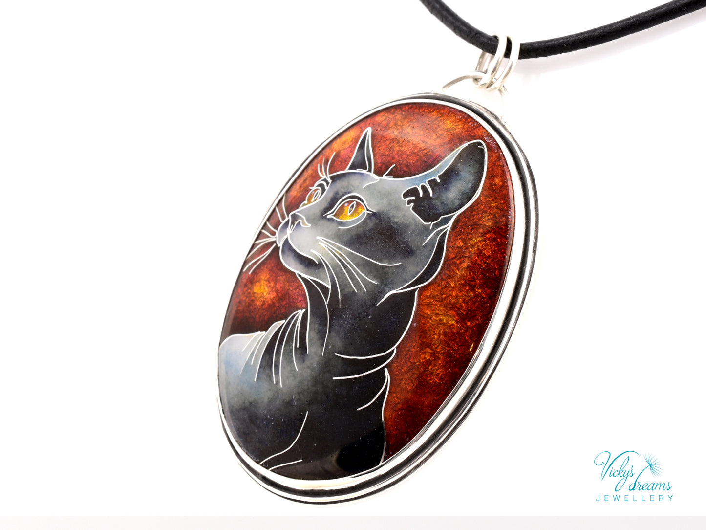 Sphinx Cat Cloisonné enamel pendant