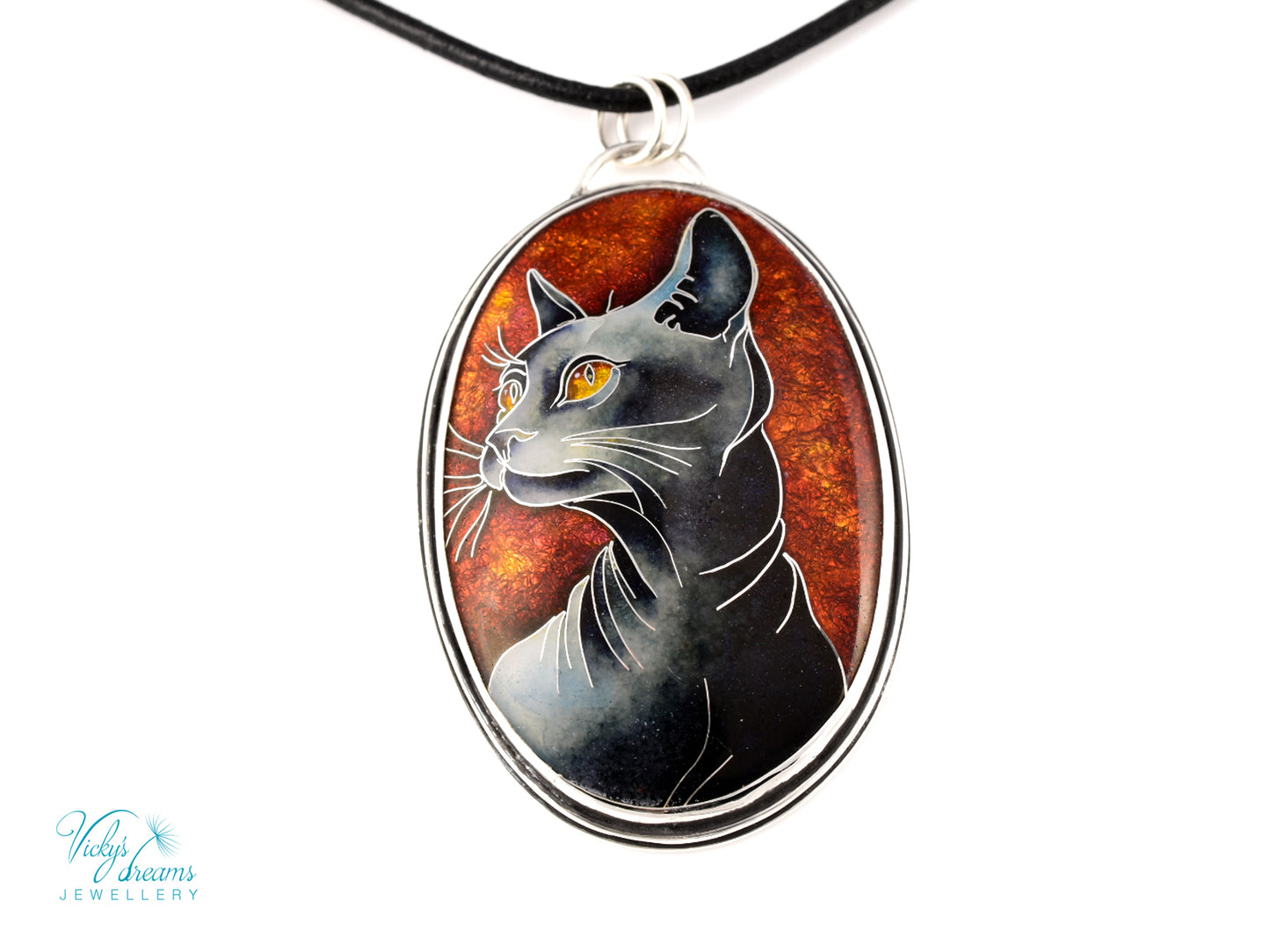 Sphinx Cat Cloisonné enamel pendant